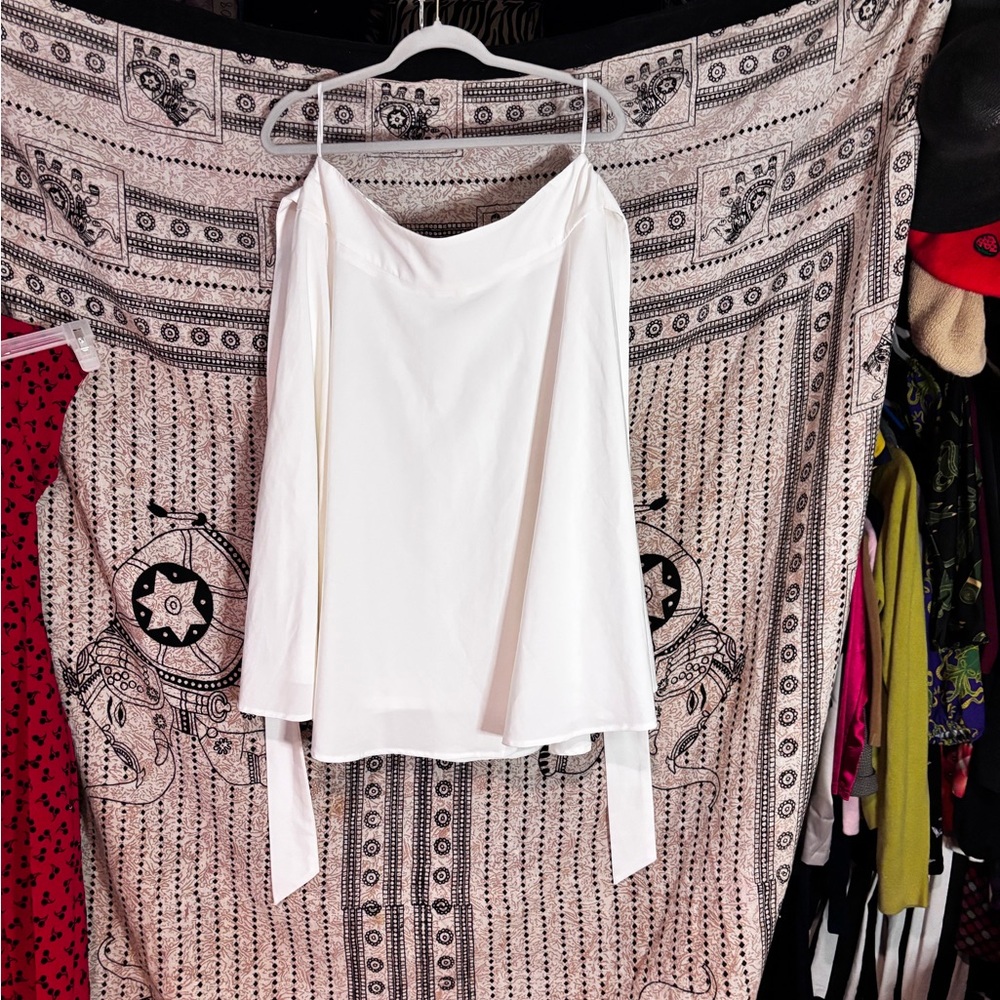 Belle Poque white High Waist A-Line Pockets Skater Flared Midi Skirt
